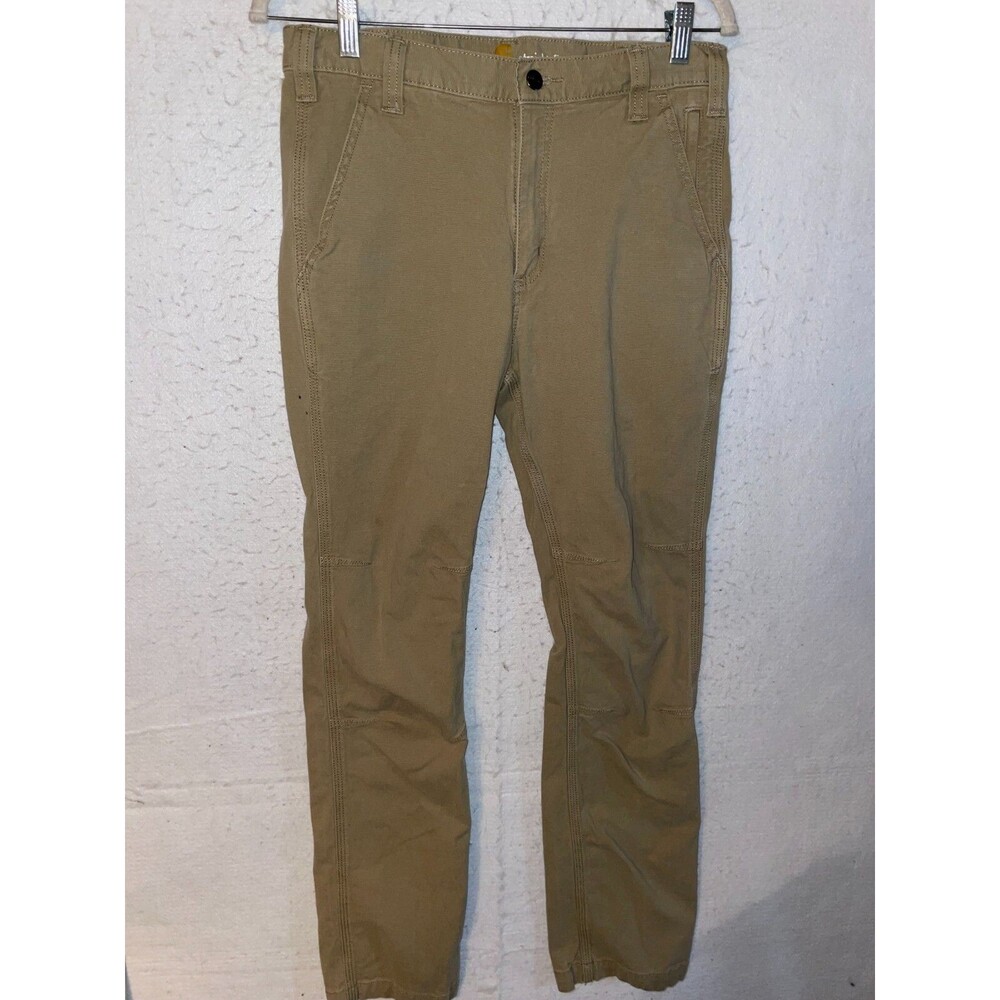 Carhartt Men's Beige Cotton Jeans Size 32x32 Straight Fit Dark Khaki Utility